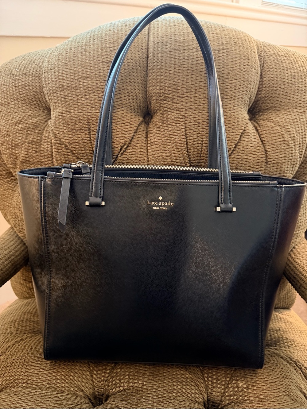 kate spade Black Leather Tote Bag